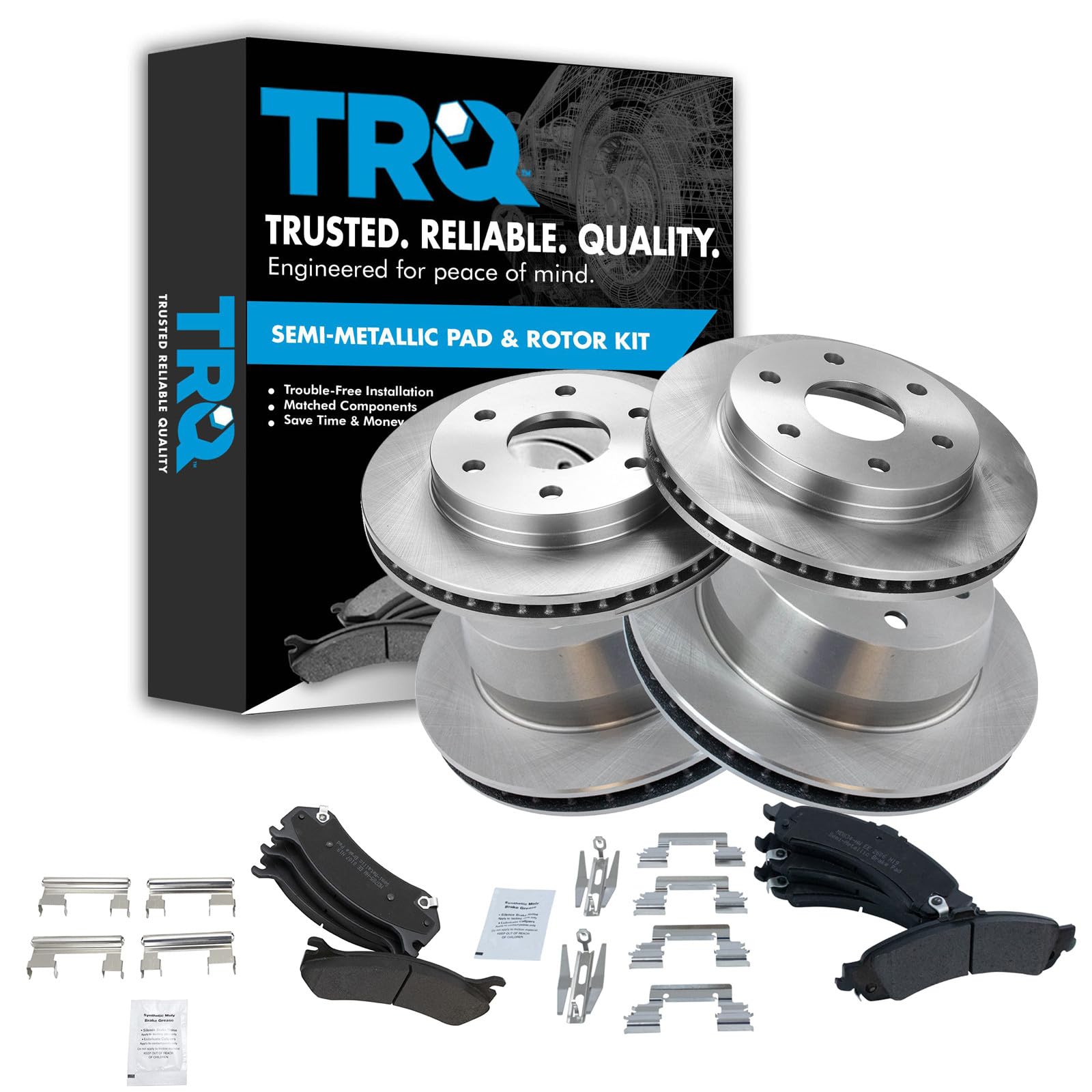 Premium Metallic Brake Pad & Rotor Front & Rear for Cadillac Chevy GMC