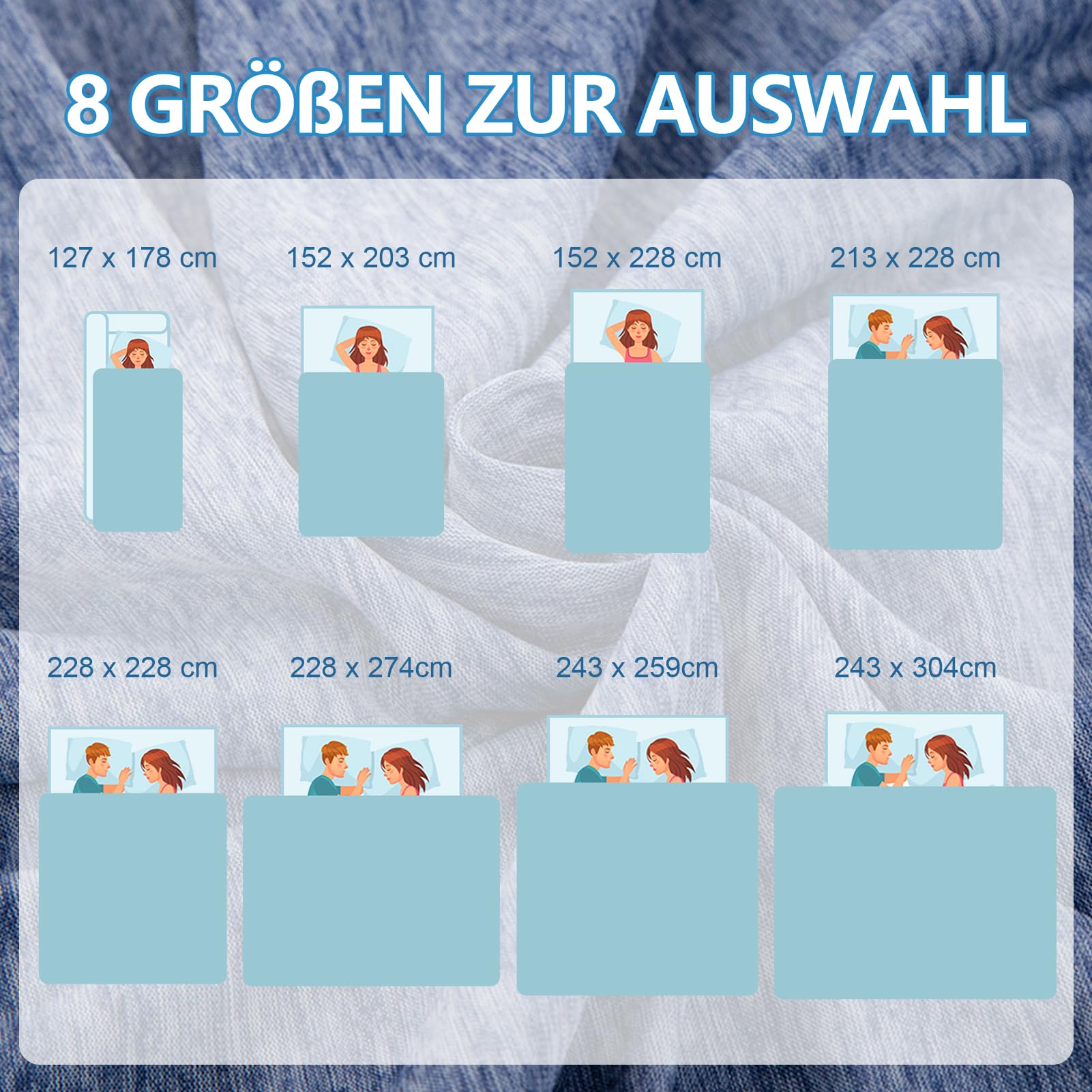 Kühldecke gegen Nachtschweiß Q-Max >0,45 Seidig weiche, atmungsaktive Sommerdecke für Wechseljahre & Hitzewallungen | Leichte, hautfreundliche Wohndecke für Bett, Couch & Reisen,Blau,228 x 274 cm