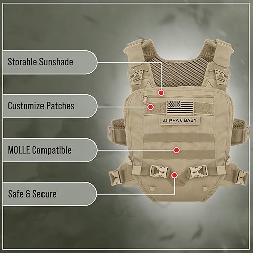 Miniatura 4 de Portabebés para hombre - Soporte frontal para bebé, para papá, bebé a niño pequeño - Diseño militar con soporte lumbar - Ideal para senderismo y