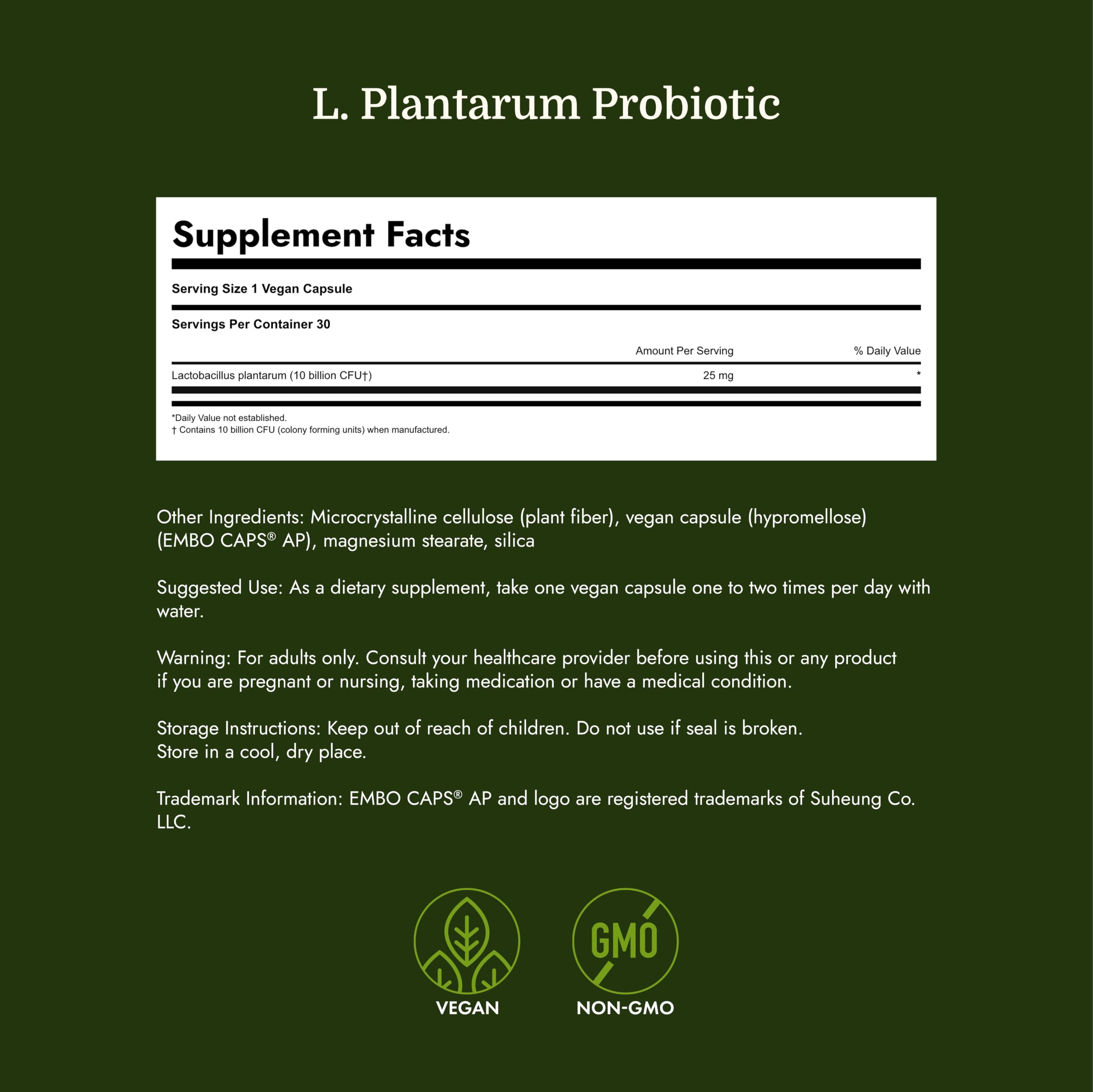 Swanson L. Plantarum, 10 Billion CFU, 30 Vegan Capsules — Amazon image 4