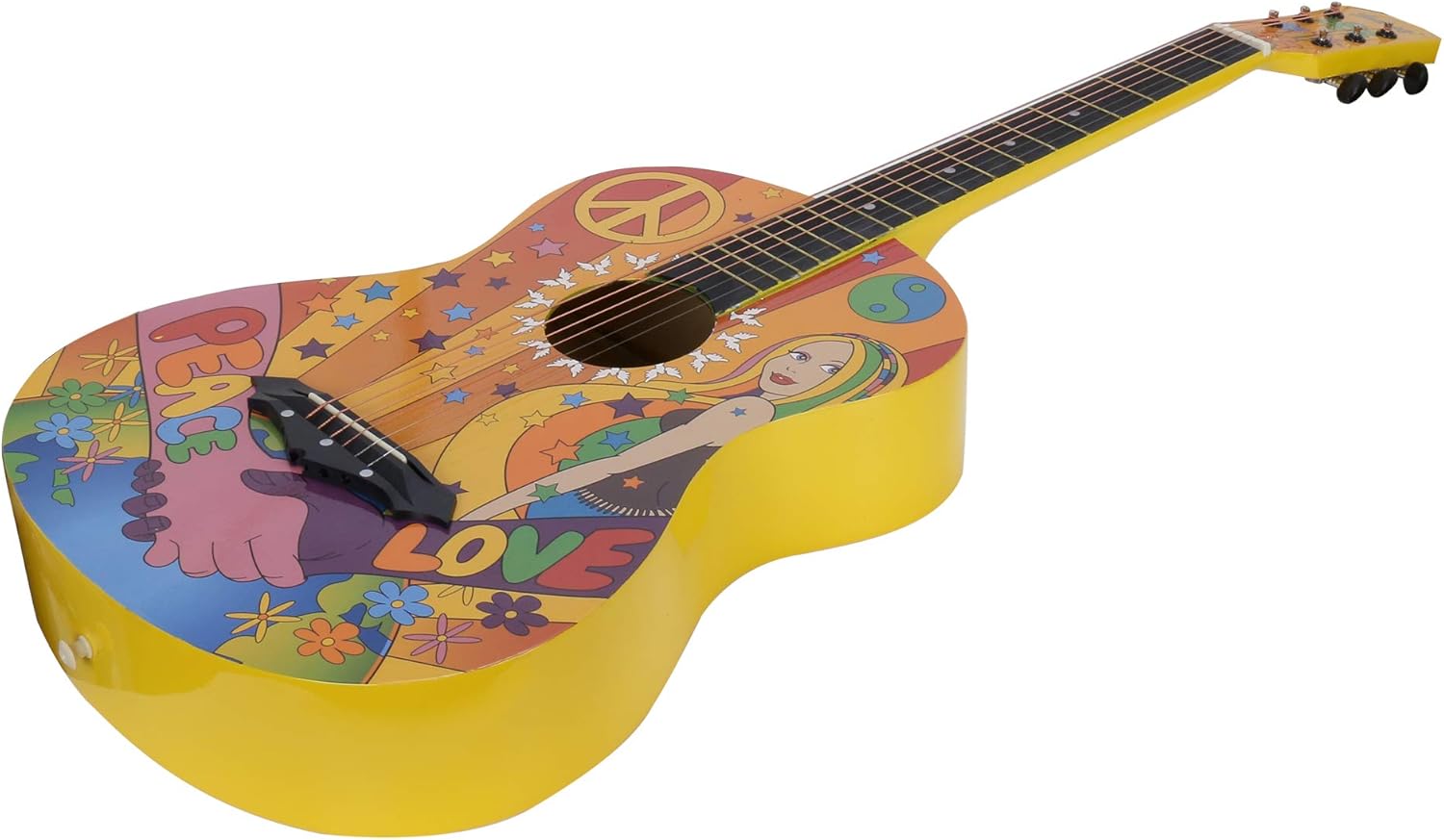 Juârez Acoustic Guitar, 38 Inch Cutaway, JRZ38CT, Hippie Funky Design, with Bag, Picks, Strap & Extra String set