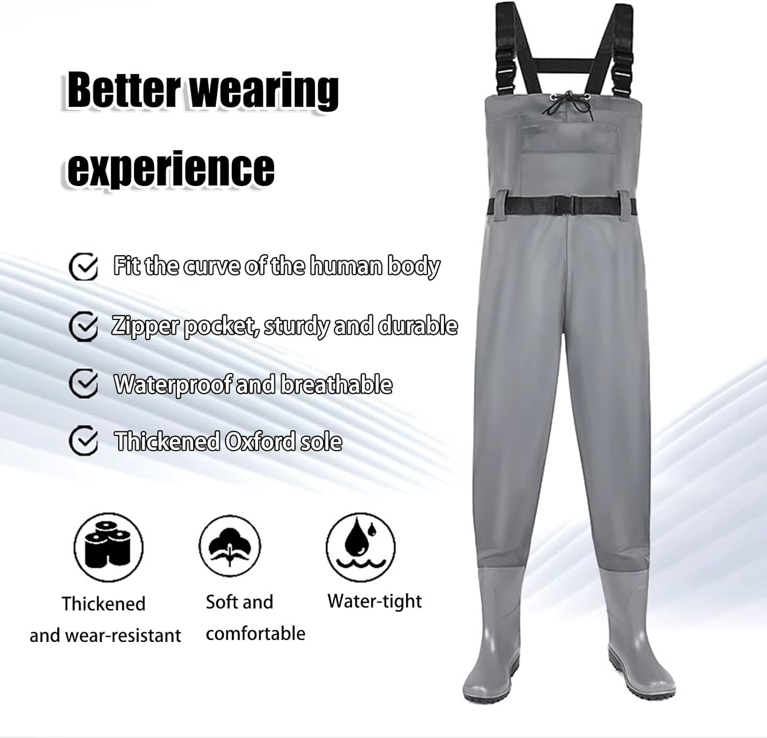 ヒップウェーダー 軽量防水ヒップウェーダー。男性と女性の釣り、農業、洗車に最適。 インサイドジッパー★新作・2026年★人気★