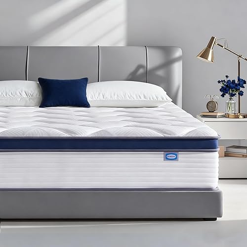 Miniatura 8 de Colchón híbrido tamaño Queen de 12 pulgadas, con espuma viscoelástica y resortes ensacados, certificado CertiPUR-US, firmeza media, aislamiento de