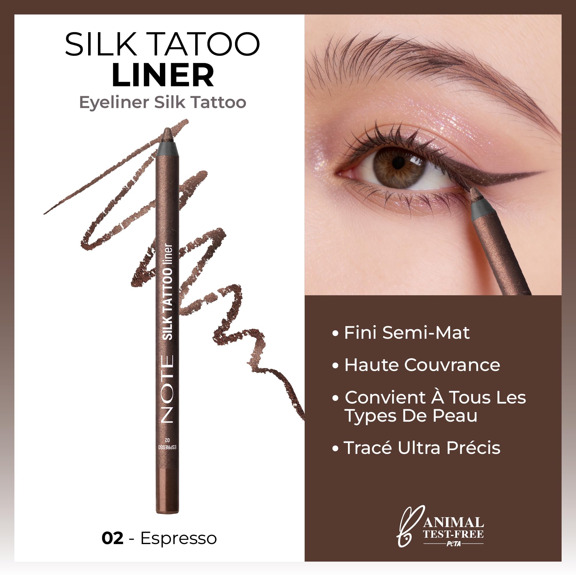 Note Cosmetics Silk Tattoo Liner Suya Dayanıklı İpeksi Jel Göz Kalemi - 02 Espresso