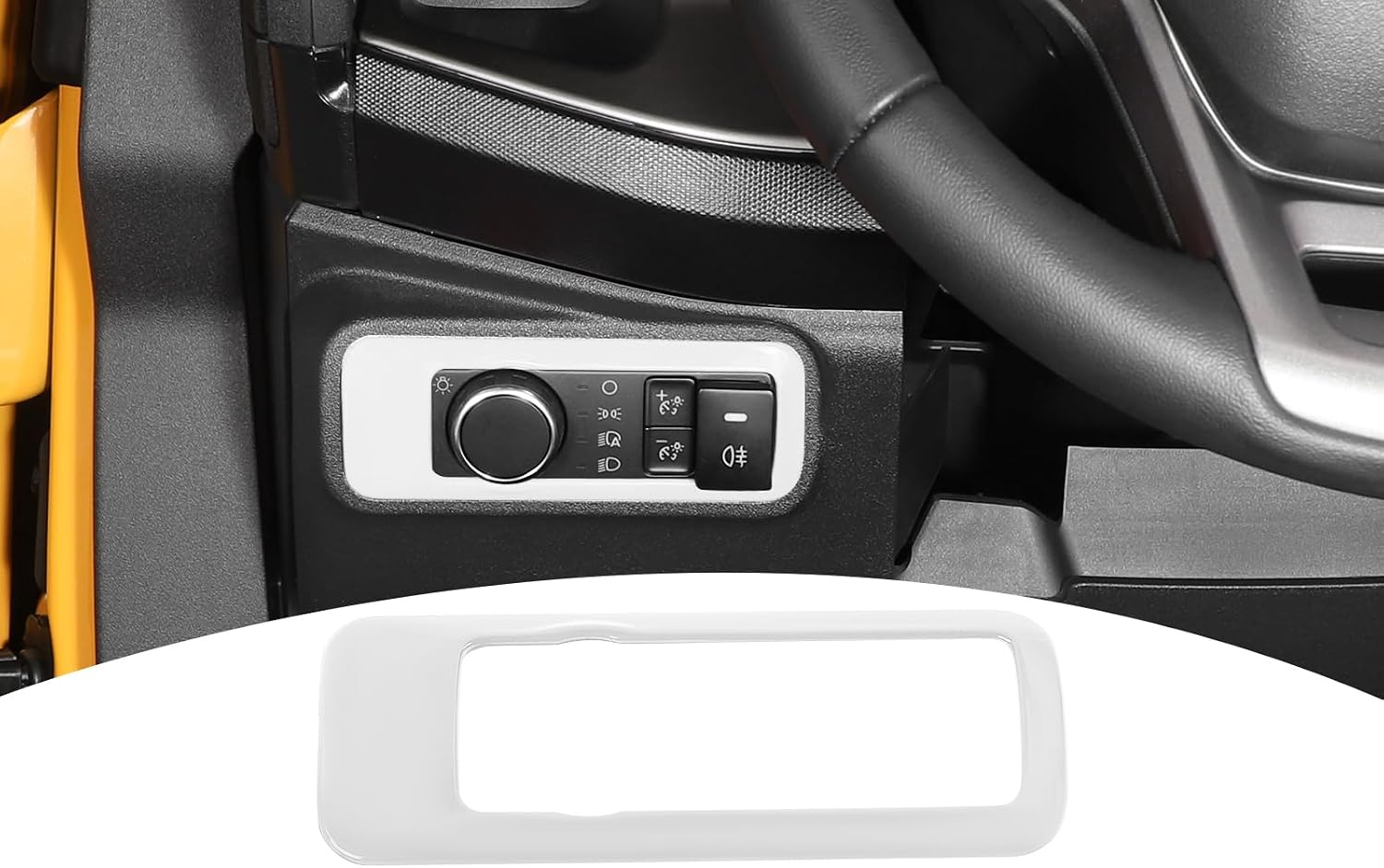 for Mustang Headlight Knob Panel Trim Cover for Bronco/Bronco Sport 2021-Present for Mustang 2024-Present White Interior Accessories