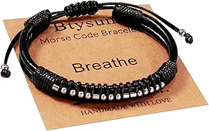 Inspirational Gifts for Men Morse Code Bracelets Mens Bracelets Graduation Gifts for Him Fathers Day Adjustable Leather Bracelet Motivational Birthday Annivesary Jewelry Stocking Stuffers for Men