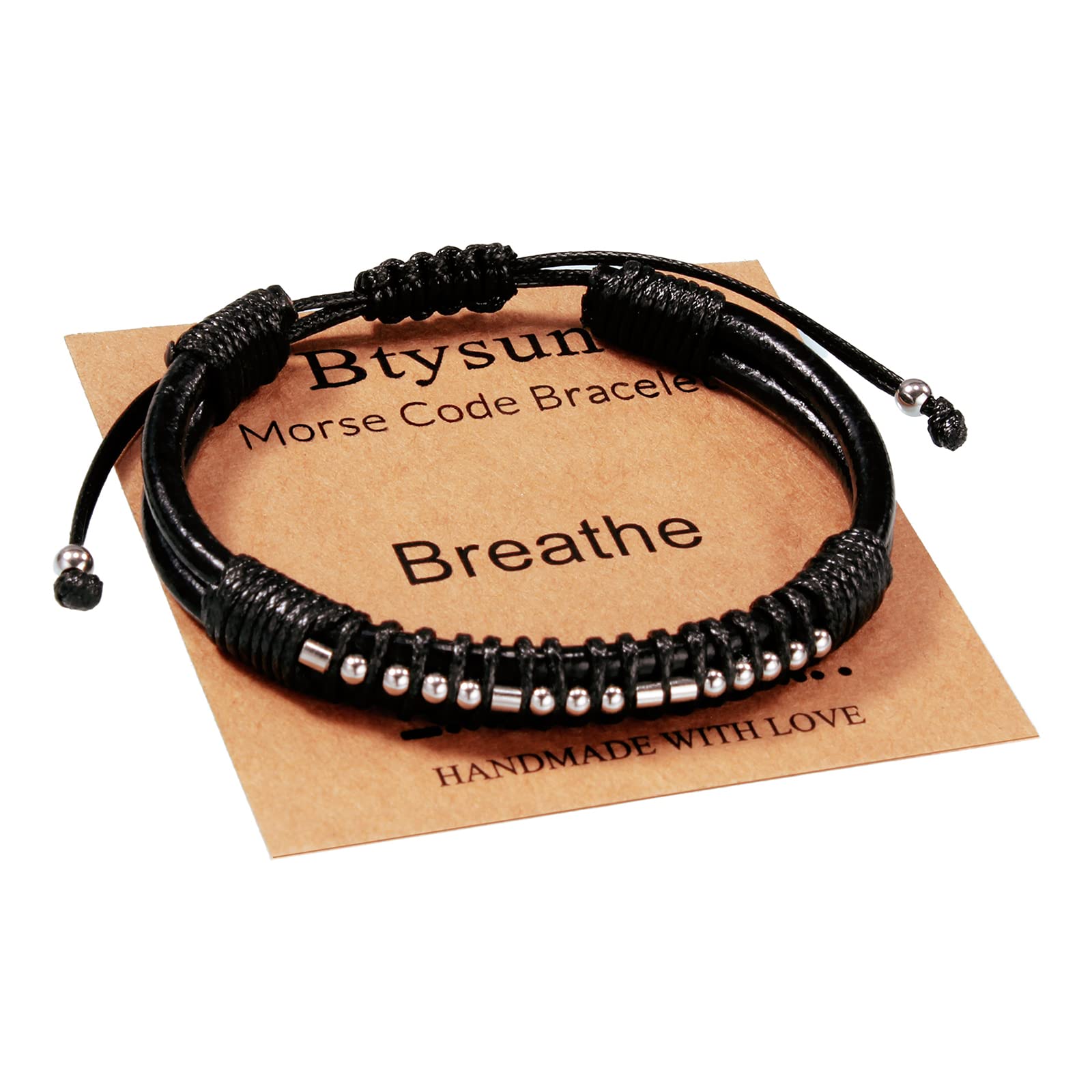 Btysun Fathers Day Gift, Gifts for Men Morse Code Bracelets for Men 2026 Graduation Gifts Mens Bracelet for Him Boyfriend Husband Leather Bracelet Motivational Birthday Jewelry Stocking Stuffers