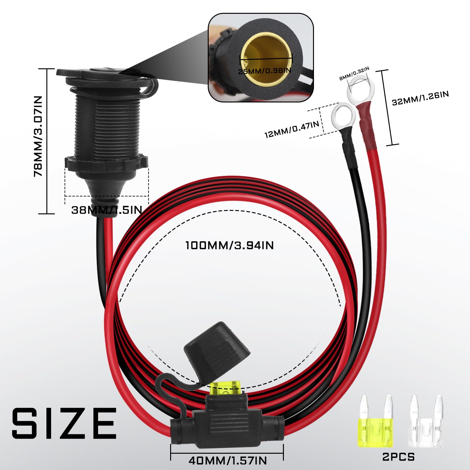 Tbest Adattatore Per Presa Accendisigari Per Moto Da Auto 12V 24V - Foto 12