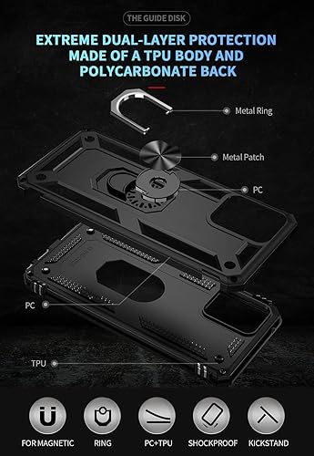 Miniatura 8 de Androgate Funda para Moto G 5G 2023 con protector de pantalla HD, soporte de metal de grado militar, prueba de caídas de 15 pies, a prueba de