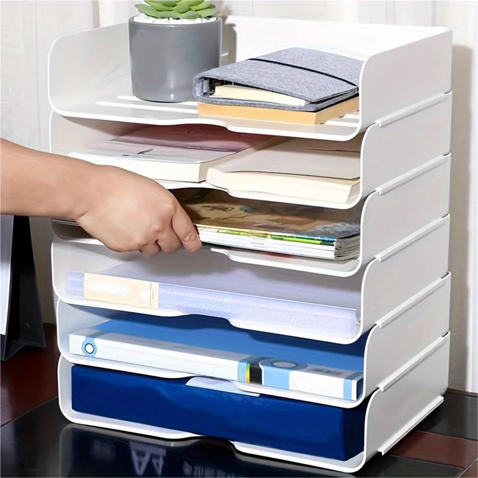 Briefablage 2 Stück Stapelbarer Schreibtisch-Organizer Aus Kunststoff