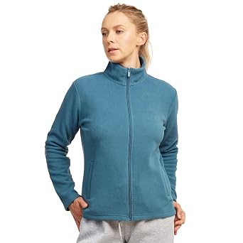 Sofra Women's Polar Fleece Full Zip Up Winter Jacket, Charcoal