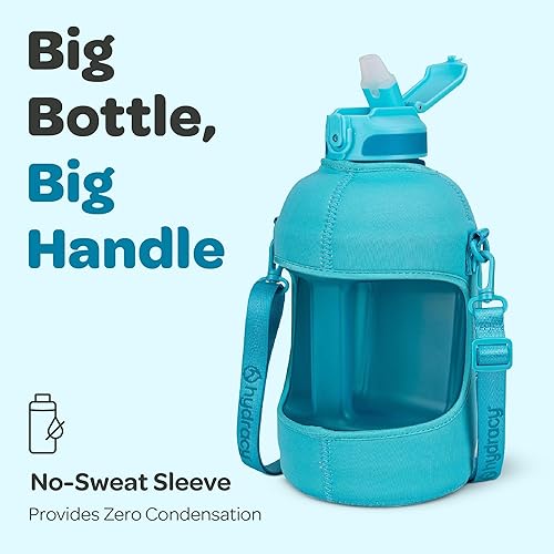 Miniatura 8 de Hydracy Botella de agua con marcador de tiempo, botella de agua grande sin BPA y funda sin sudor, botella de gimnasio a prueba de fugas con infusor