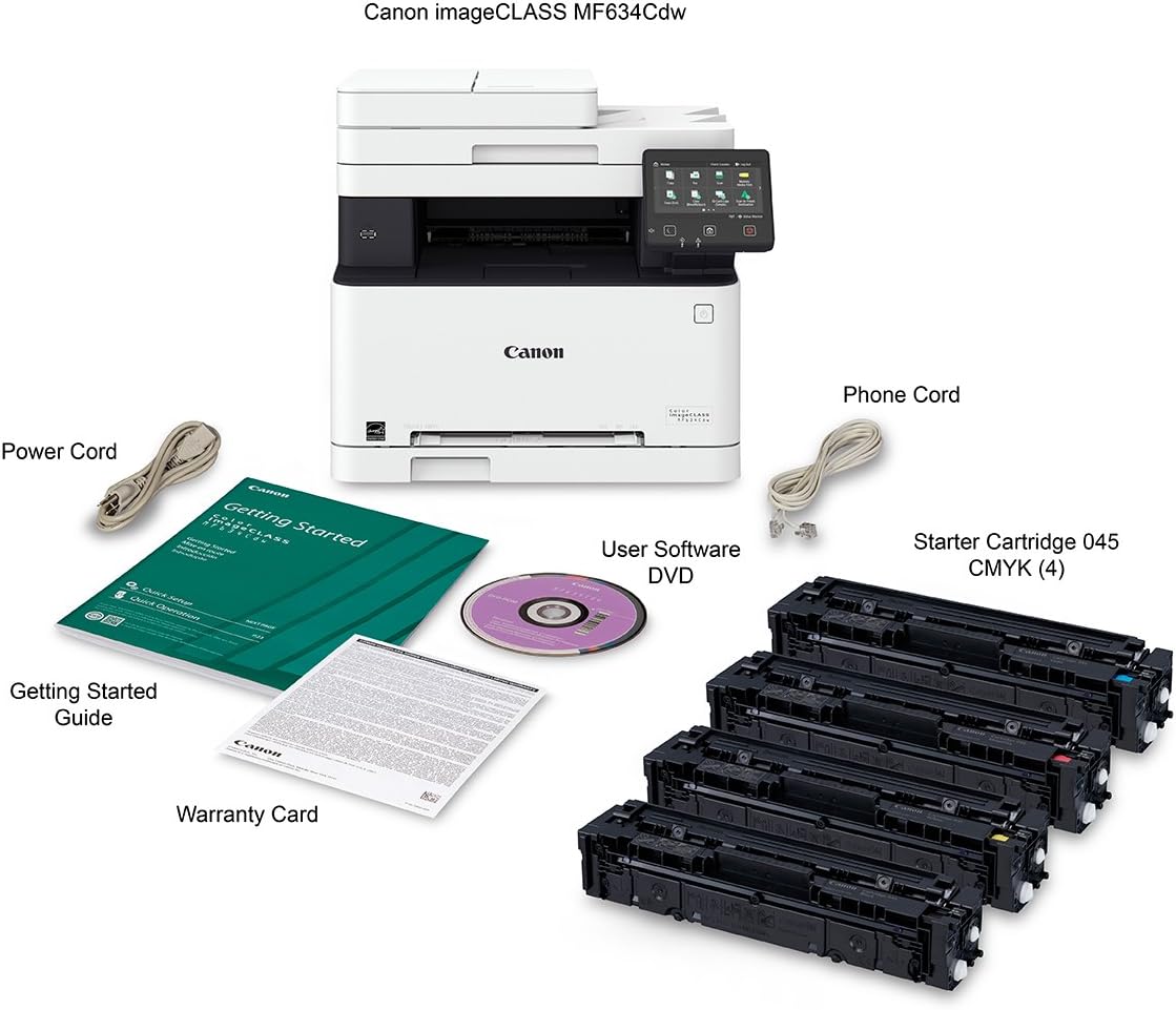 Canon Color imageCLASS MF634Cdw (1475C005) All-in-One, Wireless, Duplex Laser Printer, 19 Pages Per Minute (Comes with 3 Year Limited Warranty), Works with Alexa