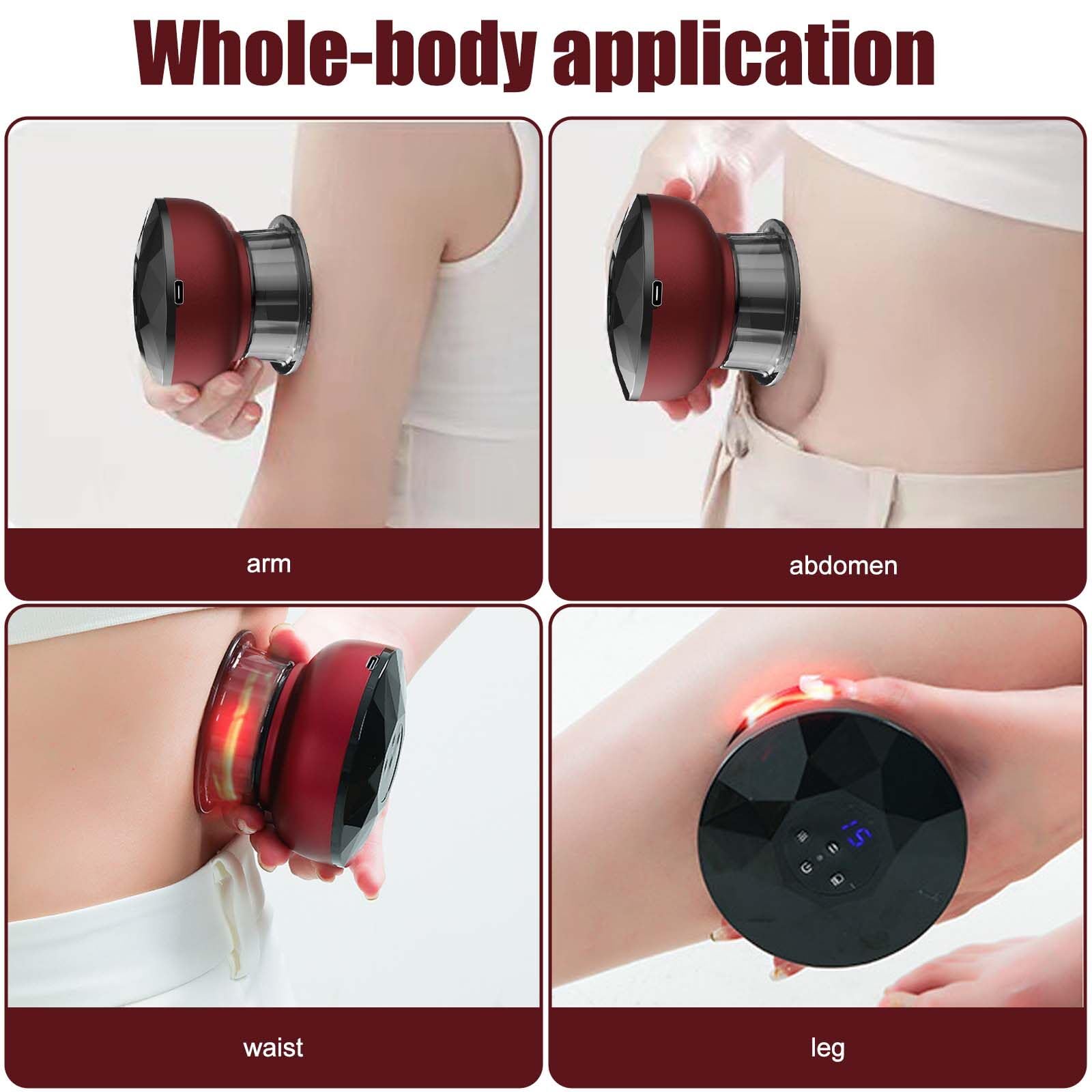 Acboor Ventouse Cellulite Electrique, (12 Vitesses Réglables) Ensemble Ventouses Electrique Masseur Ventouses Sous Vide Ensemble Thérapie Ventouses Electrique Intelligent avec Lumière Rouge