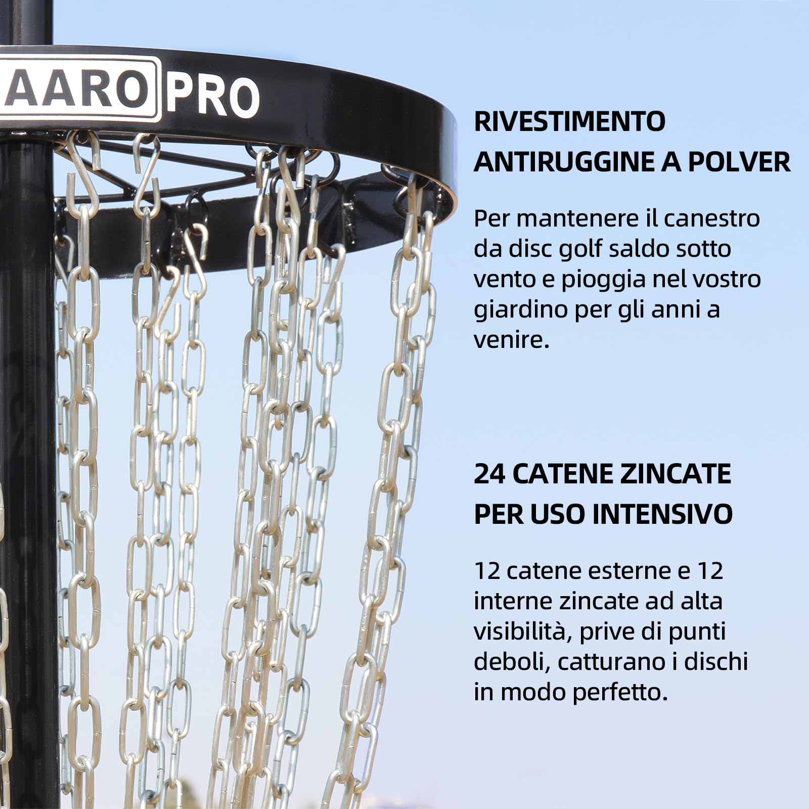 Cestino da golf a disco portatile con 24 catene resistenti
