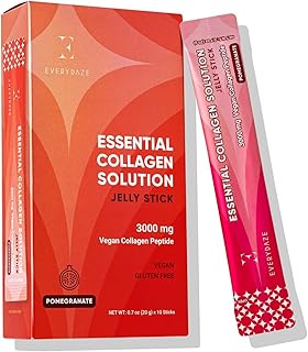 EVERYDAZE Essential Collagen Solution Jelly Stick | Vegan Collagen Peptide | Pomegranate | 10 Packs | Hair, Skin, Nails, Beauty, Bone | Vitamins, Minerals, Antioxidants for Men & Women
