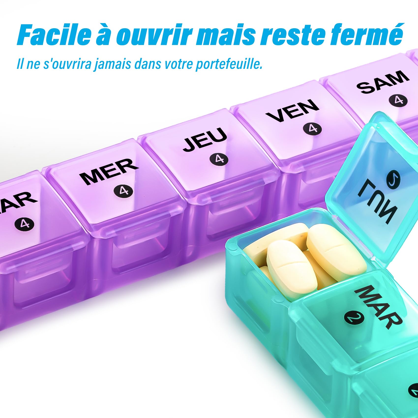 Organizador de pastillas semanal grande para 28 días
