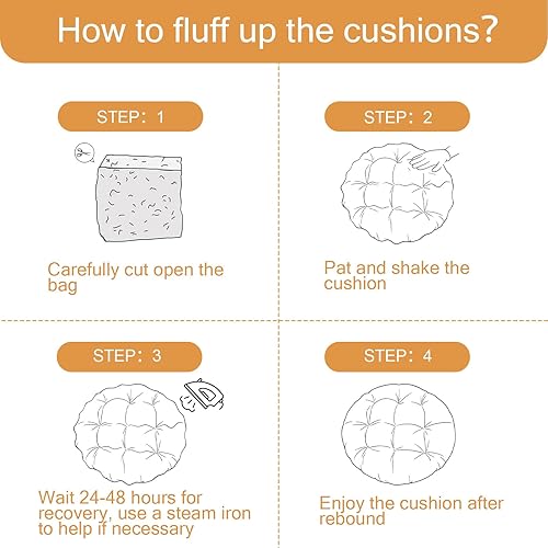 Miniatura 8 de idee-home Cojín para silla Papasan, Cojín circular para silla Papasan con funda de corduroy (sin silla) para silla de cuenco, 48 X 48 Pulgadas,