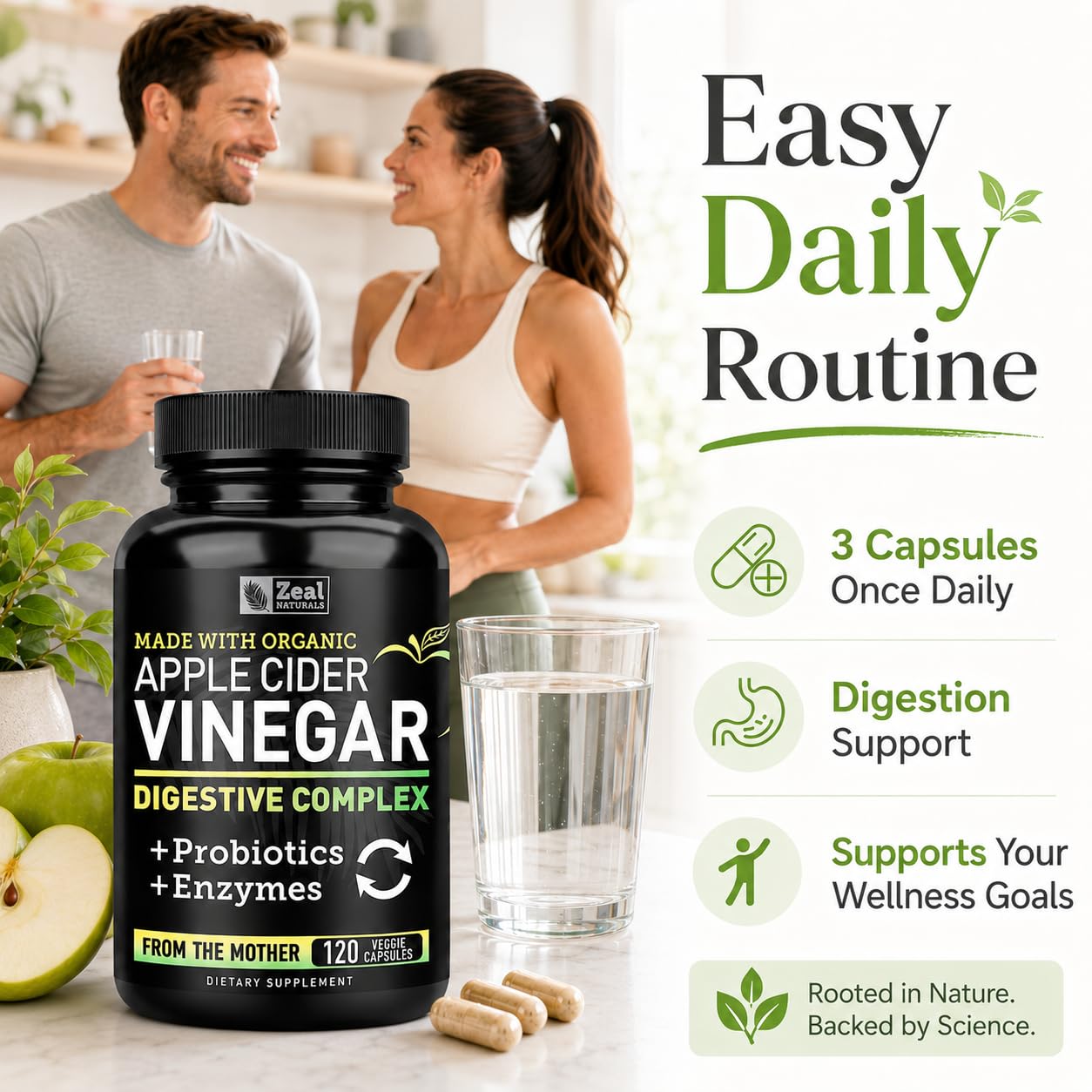 Zeal Organic Apple Cider Vinegar Capsules + Digestive Complex | GLP-1 Support, Raw Apple Cider Vinegar from Mother | Gut Health Supplement for Digestion, Immune Support, 1500mg 120 Capsules — Amazon image 3