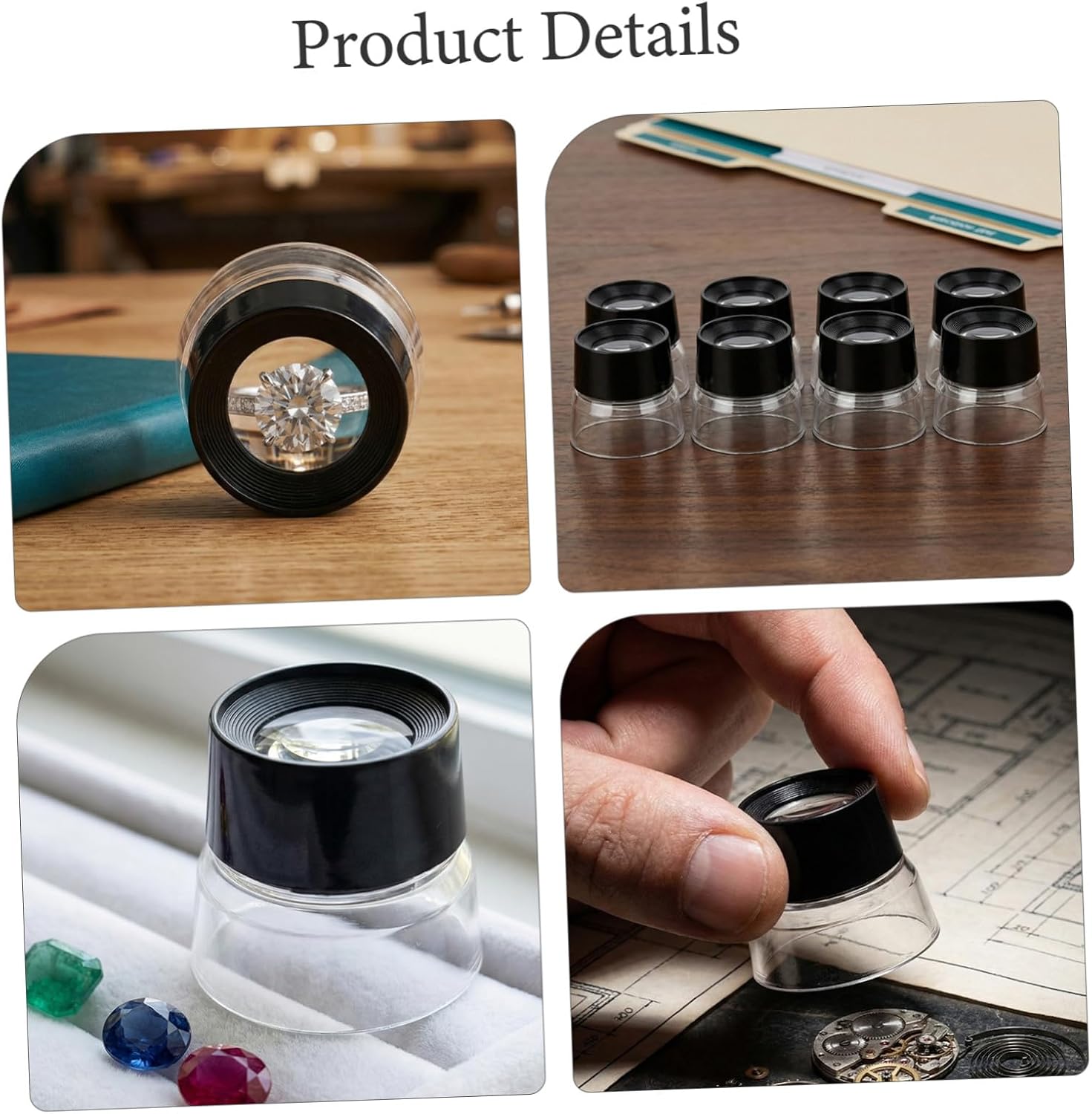 8pcs Jewelry Loupe Magnifier with 10x High Magnification Power, Portable Cylindrical Design Made of Abs and Glass for Professional Jewelry Inspection and Coin Collecting