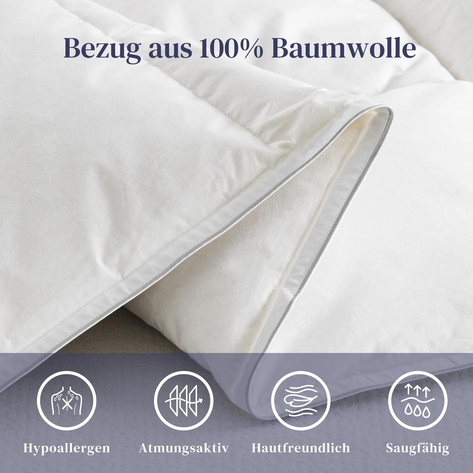 BedStory Daunendecke 135x200, Ganzjahres Bettdecke mit 1215g Daunen und Federn Füllung, 100% Bauwolle Daunendecke 450gsm, Oeko-TEX und RDS Zertifiziert