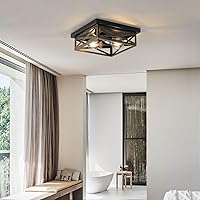 Vista 2 de Rustic Flush Mount Ceiling Light Fixture, Modern Farmhouse Light Fixture, Kitchen Hallway Light Fixtures for Bedroom,Dining Room Entryway,Industrial
