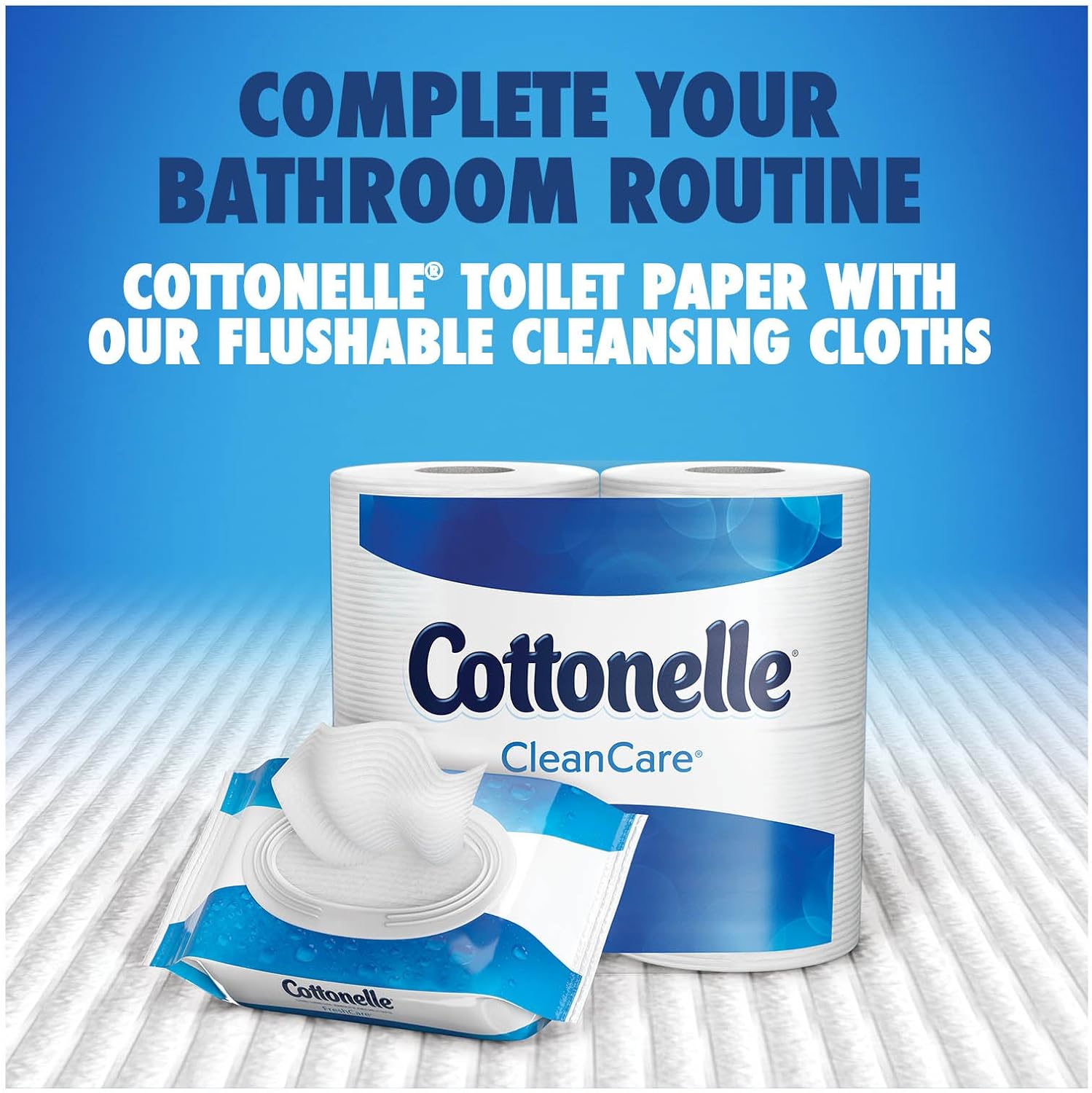 Cottonelle Clean Care, 24 Double Rolls, Ultra Soft Toilet Paper Rolls with Clean Ripple Texture, Sewer and Septic Safe