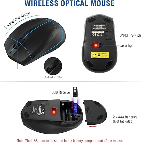 Miniatura 3 de EDJO - Combo de teclado y mouse inalámbricos, teclado inalámbrico USB de tamaño completo de 2.4 GHz y mouse óptico inalámbrico para Windows, Mac,