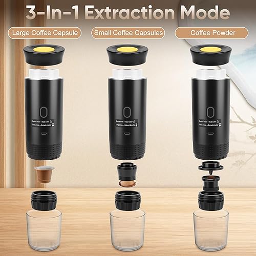 Miniatura 2 de Gugxiom Máquina de café espresso eléctrica portátil, cafetera de viaje 3 en 1 con autocalentamiento, cafetera portátil para viajes, cafetera de café