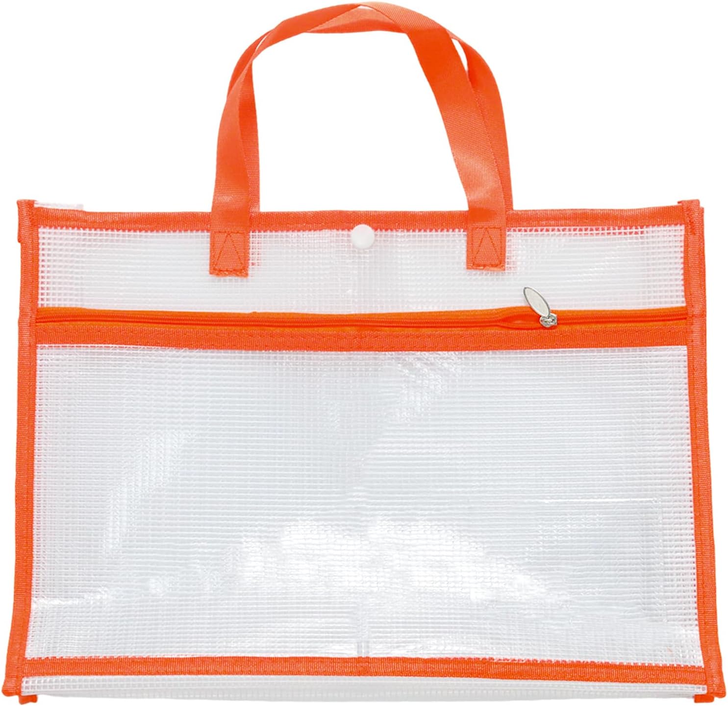Yinluluna Sewing Project Bag, Crafter Portable Clear Mesh Zipper Storage Pouch for Stitching, Quilting Knitting and Embroidery Projects Storage (Orange)