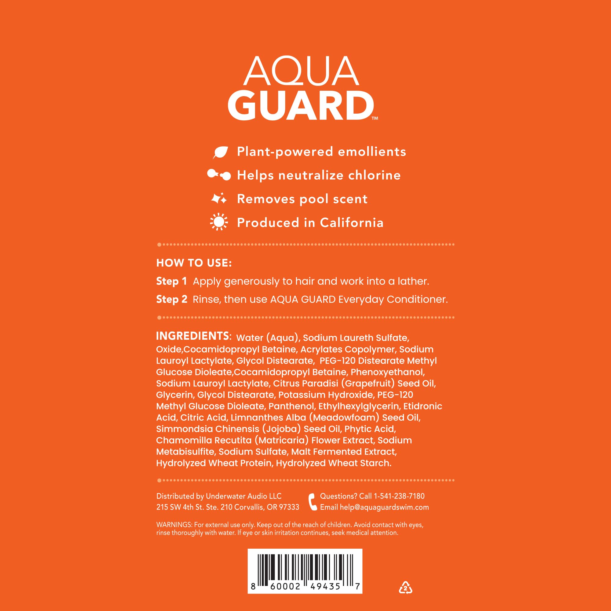 AquaGuard Shampoo Chiarificante Delicato | Sconfiggi il cloro e goditi la piscina | Senza parabeni e glutine, vegano, sicuro per i colori, certificato cruelty-free | Due Flaconi
