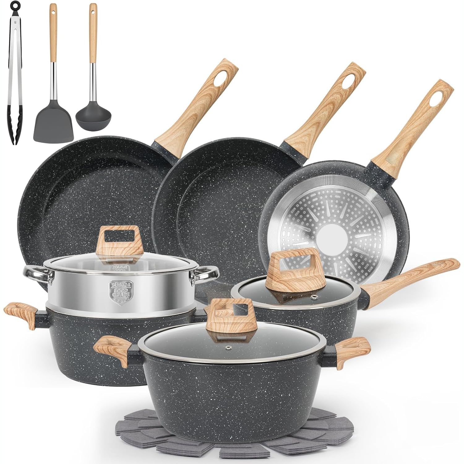 Casseroles et poêles en granit noir pour cuisiner de bons petits plats en famille