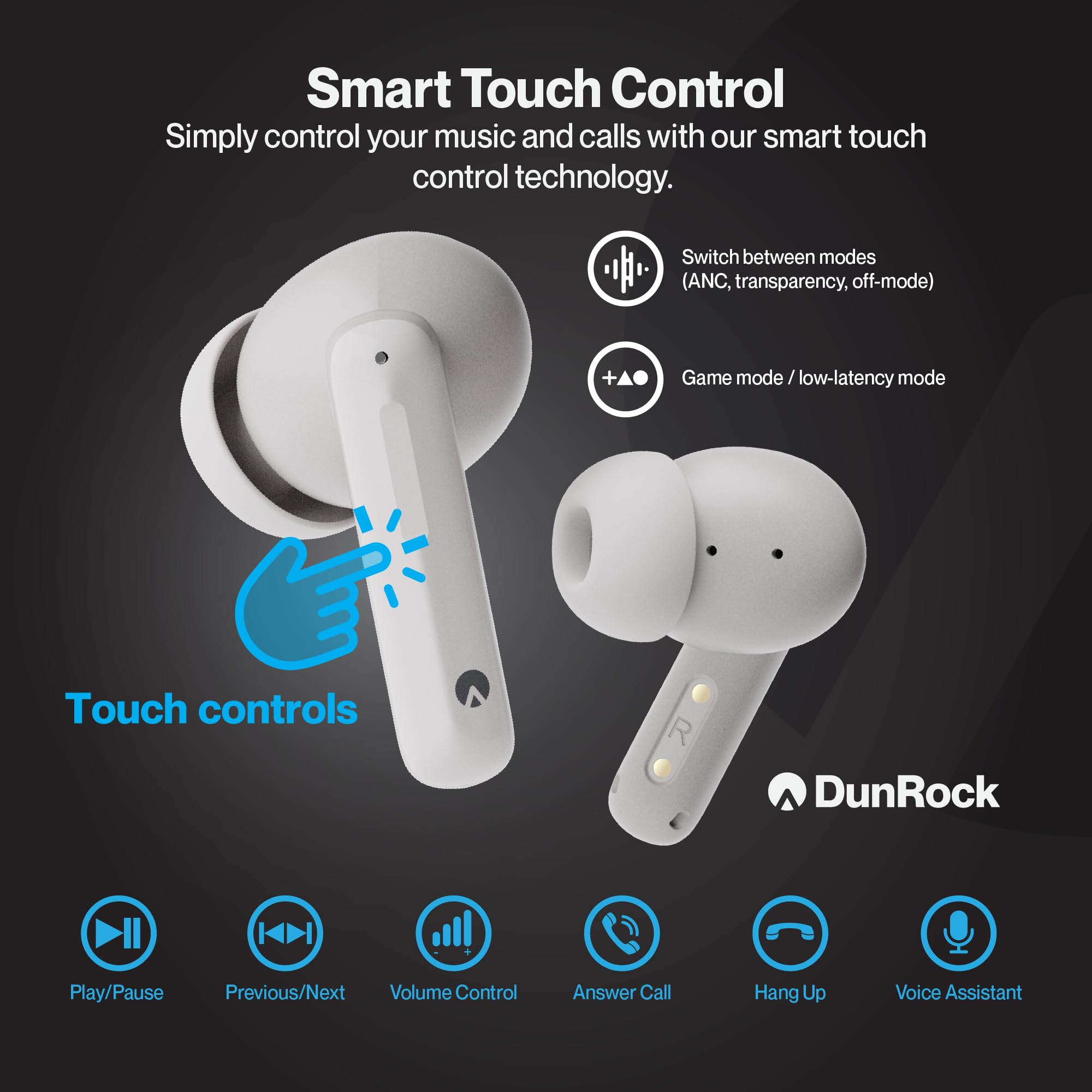 Bubble In-Ear Bluetooth 5.3 - Auricolari Senza Fili con ANC, Modalità di Trasparenza, Controllo App, Batteria 30h, Microfono ENC, Touch, USB-C, True Wireless per Lavoro, Sport e Giochi
