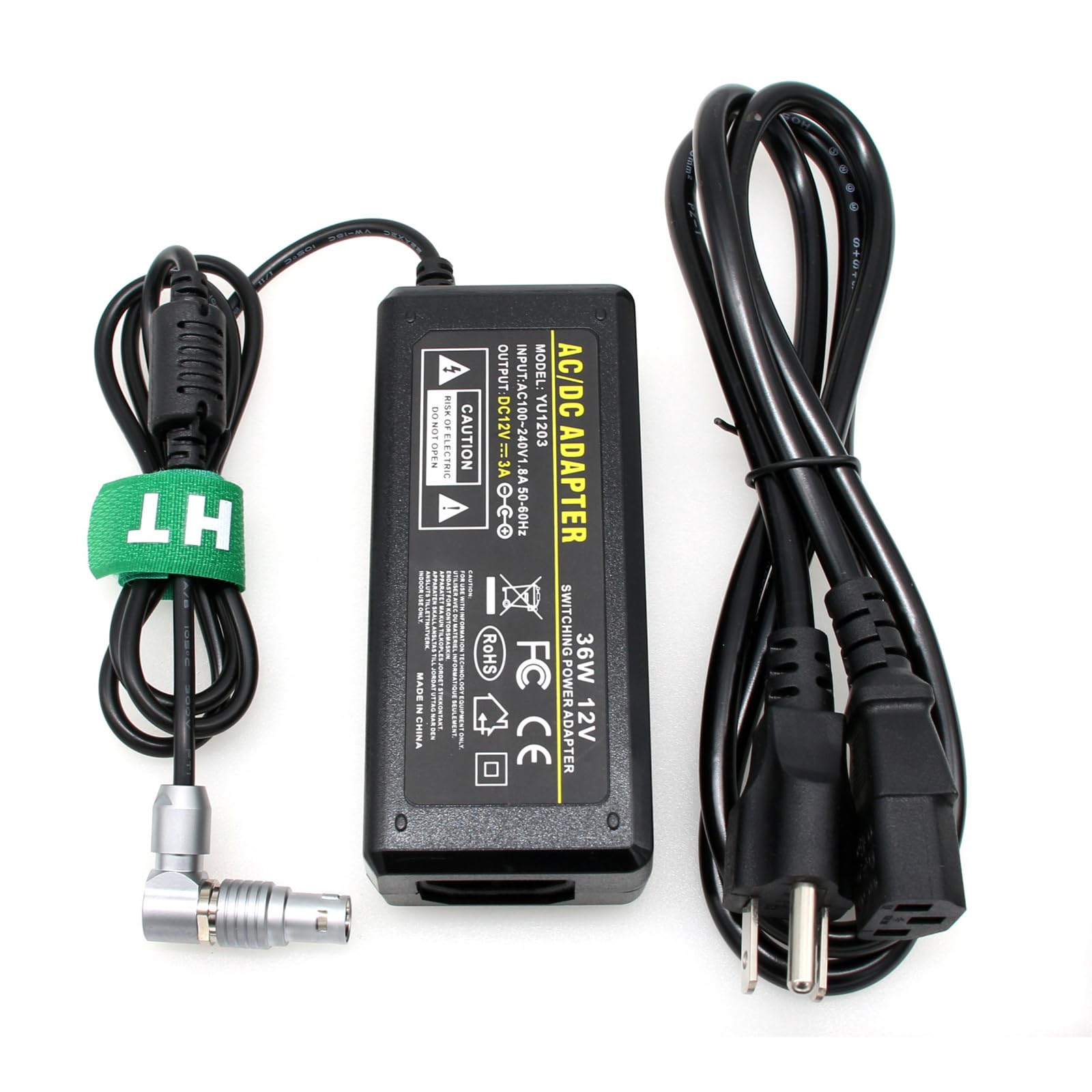 Power Adapter 12V AC DC for DJI Transmission High-Bright Monitor/Video Transmitter/Master Wheels, Rotate Adjustable 90-Degree Right Angle 6 Pin Female