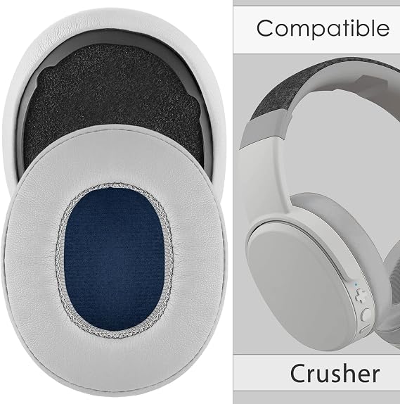 Linkidea Replacement Ear Pads for Skullcandy Crusher Wireless, Crusher Evo, Crusher ANC, Hesh 3, Venue ANC Headphones Ear Cushions, Ear Covers, Headset Earpads (Protein Leather/White)