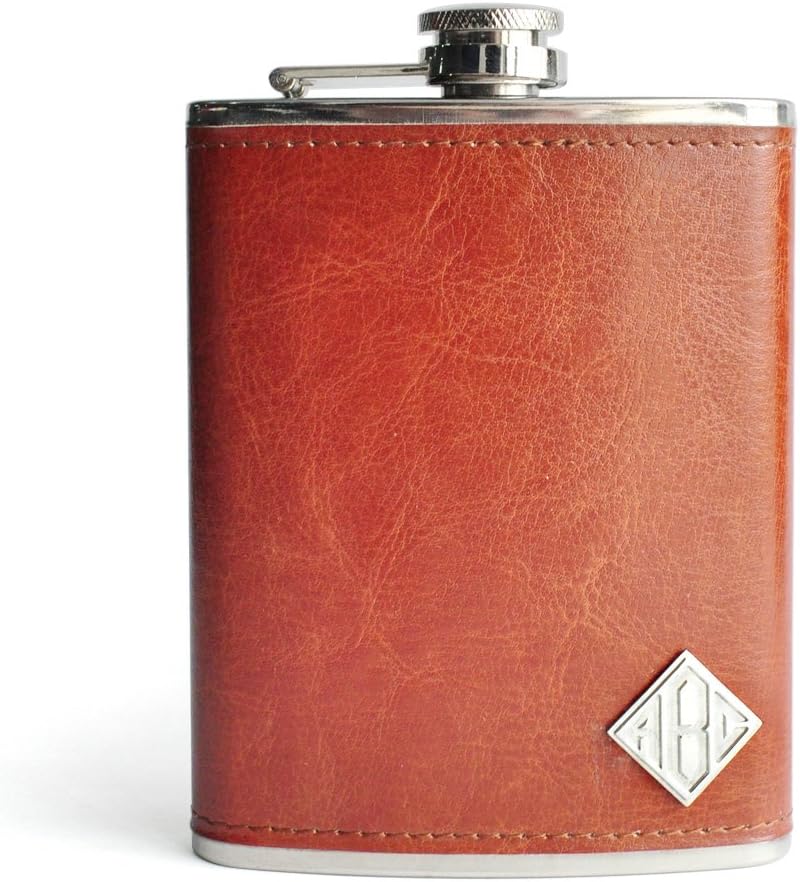 Personalized Monogram Initials Flask, Custom Flasks, Engraved Monogram Flasks, Leather Hip Flasks, Stainless Steel, Custom Birthday Flasks