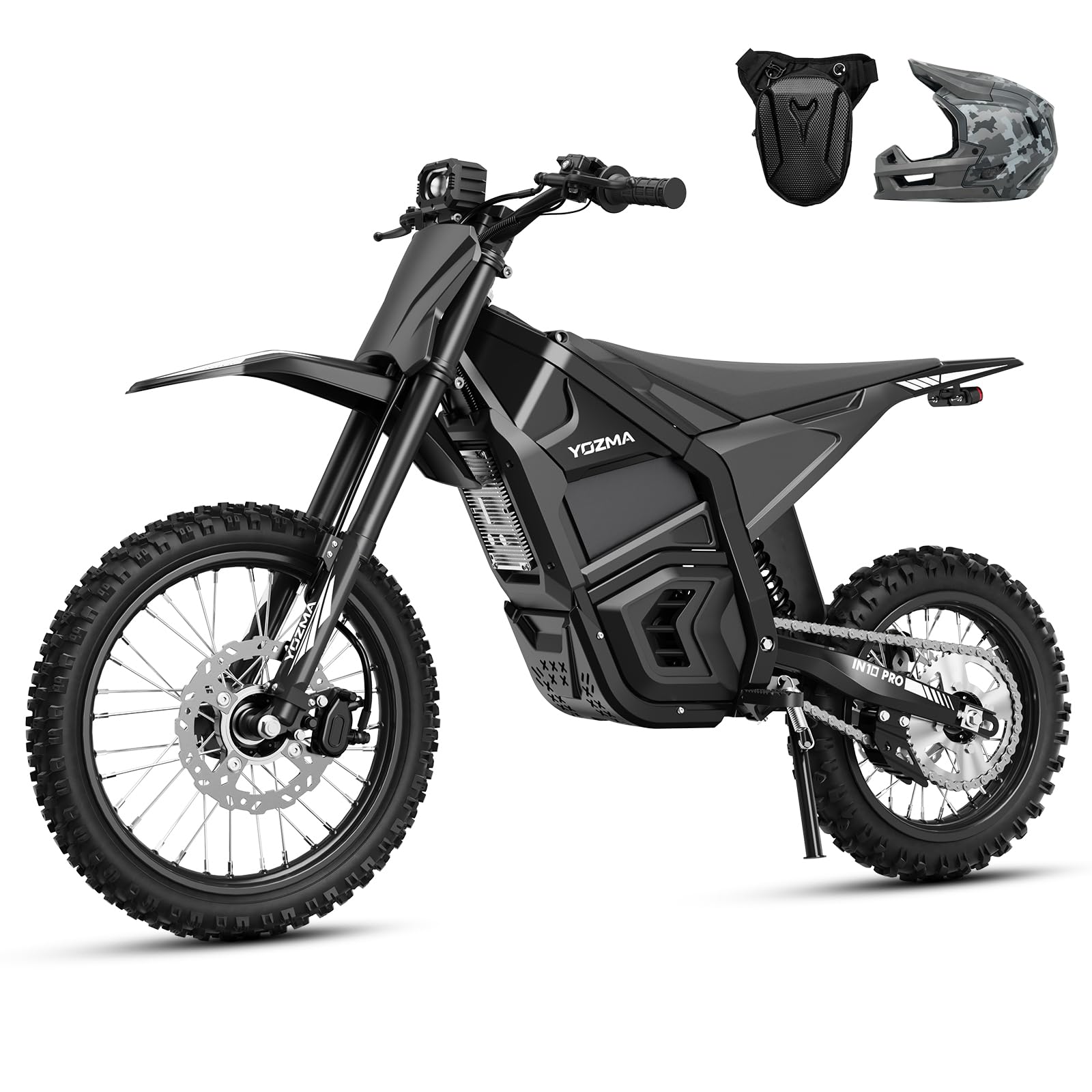 Yozma IN10 Pro Electric Dirt Bike, 5500W, 50MPH, 60 Mi Range, 17"/14" Tires | 60V 27Ah Battery with BMS,Features Hydraulic Brakes & Dual Shock Absorption for Mud, Rocks, & Off-road Fun.