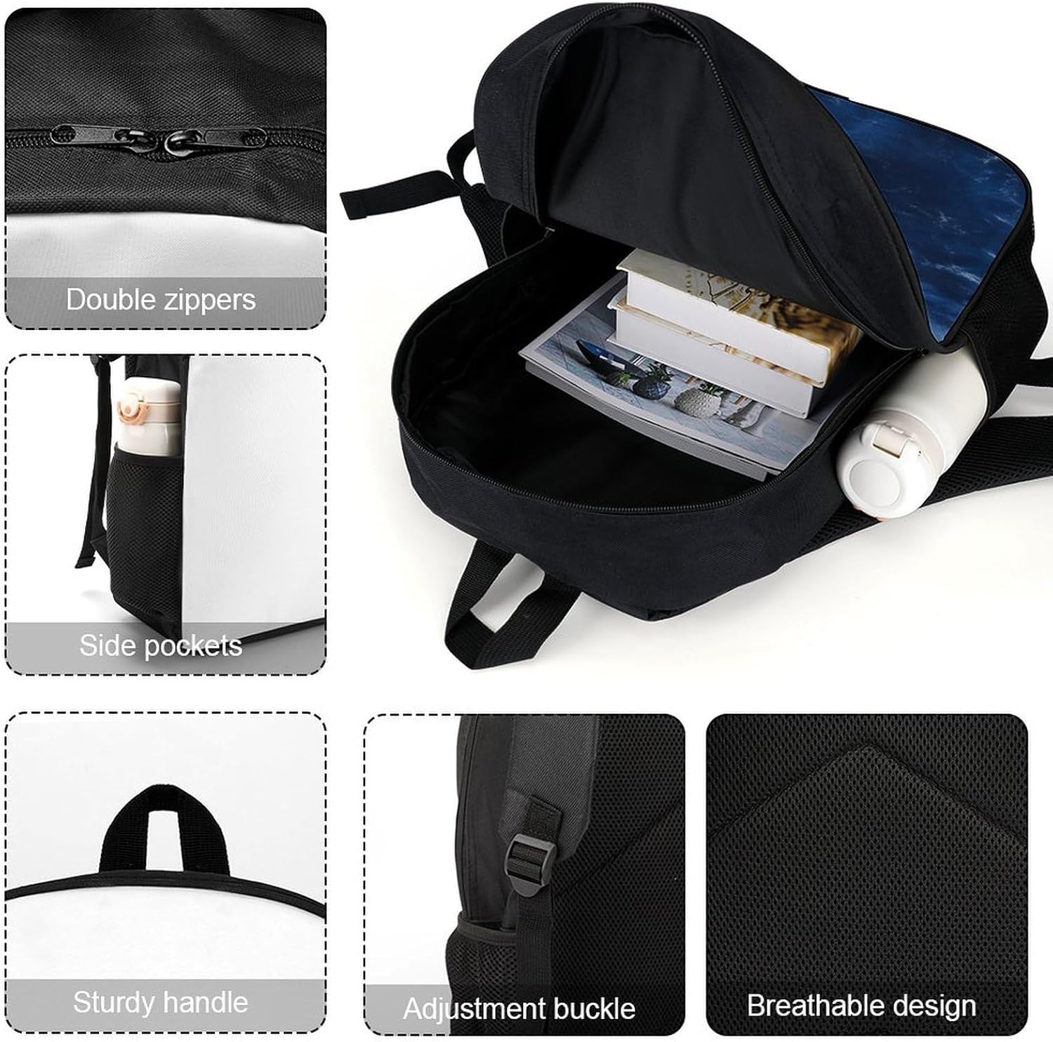 Aircraft Carrier Warship Laptop Backpack for Men Women 17 Inch Shoulder Bag Travel Daypack