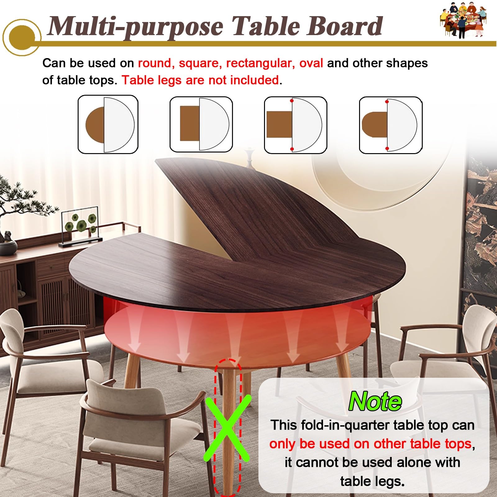 Amazon.com: LZMZMQ Foldable Round Table Top Extender 42 46 48 54