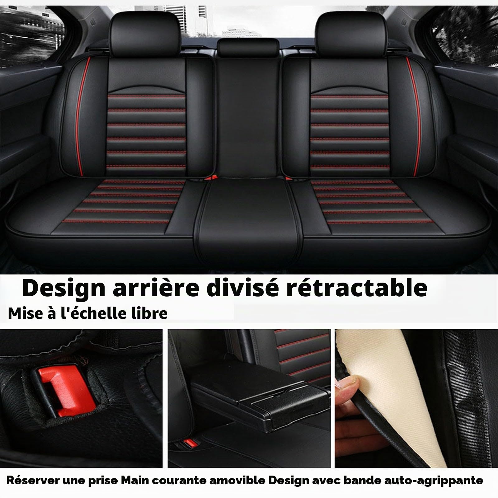 Housse Siège Voiture pour V-W ID.4 5 Pièces Set Housses siège Auto Protection Cuir Imperméable Compatible avec Airbags