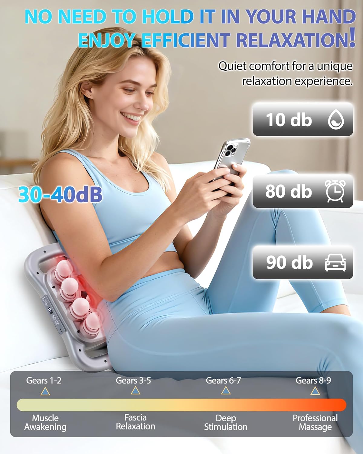 16-Head Massage Gun, Deep Tissue Percussion Massager with 9 Modes & 9 Intensities, 2600mAh Battery Back Bassager for Pain Relief Deep Tissue for Muscle Pain Relief in Back, Legs, Shoulders - Image 2