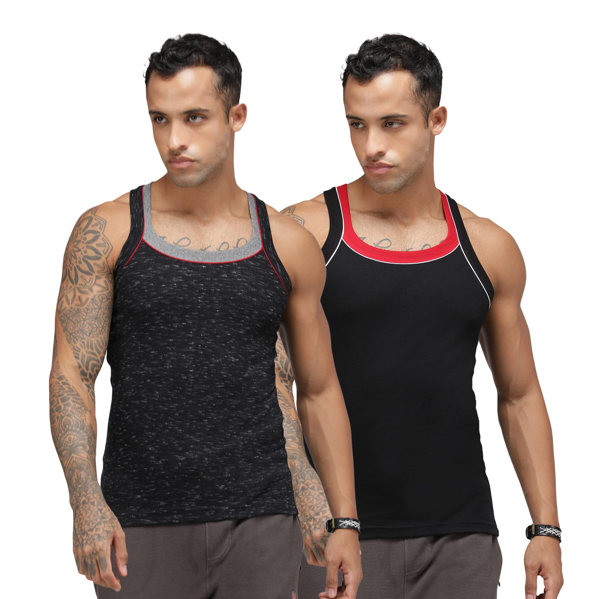 sporto Men's Round Neck Solid Vest, 100% Super Combed Cotton, Ultra Light, Sleeveless - Combo Pack-picture-48