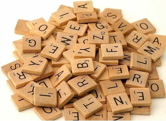 100 WOODEN SCRABBLE TILES BLACK LETTERS NUMBERS FOR CRAFTS WOOD ALPHABETS