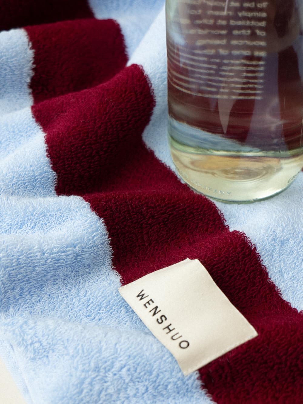 WENSHUO Bordeaux Red Vineyards-Pure Cotton Wide Striped Bath Towel,100% Combed Cotton,Luxury Shower Towel,Super Absorbent(Pack of 1) (55.12" L × 27.56" W) - Image 5