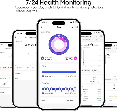 Miniatura 2 de Reloj inteligente avanzado de salud para mujeres y hombres con monitoreo en tiempo real de la frecuencia cardíaca, oxígeno en sangre, temperatura
