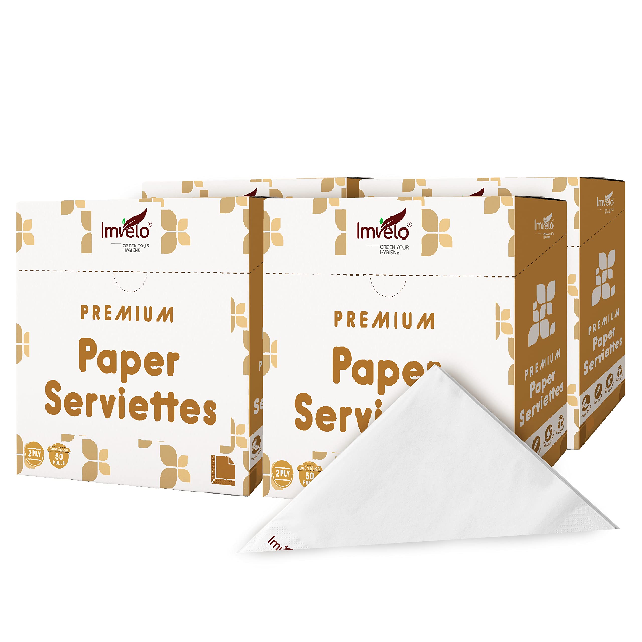 2 Ply Tissue Premium Paper Napkins | Pack of 4, 50 Pulls Each | Natural Virgin Pulp | Highly Absorbent Tissues | Ultra Soft & OBA Free| Paper Napkins for Home