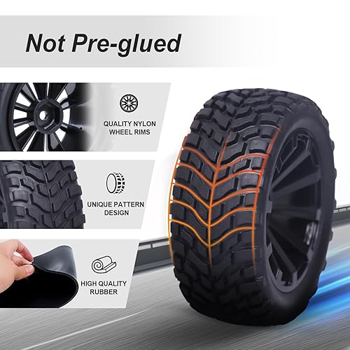 Miniatura 4 de HobbyPark Diámetro exterior de 2.99 pulgadas / 2.992 in de goma RC neumáticos y llantas de rueda insertos de espuma de 0.472 in cubo hexagonal