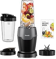 EASCANDY 900W Personal Smoothie Blender - 7-in-1 with German 6-Blade Steel, 2x24oz Tritan Cups for Shakes