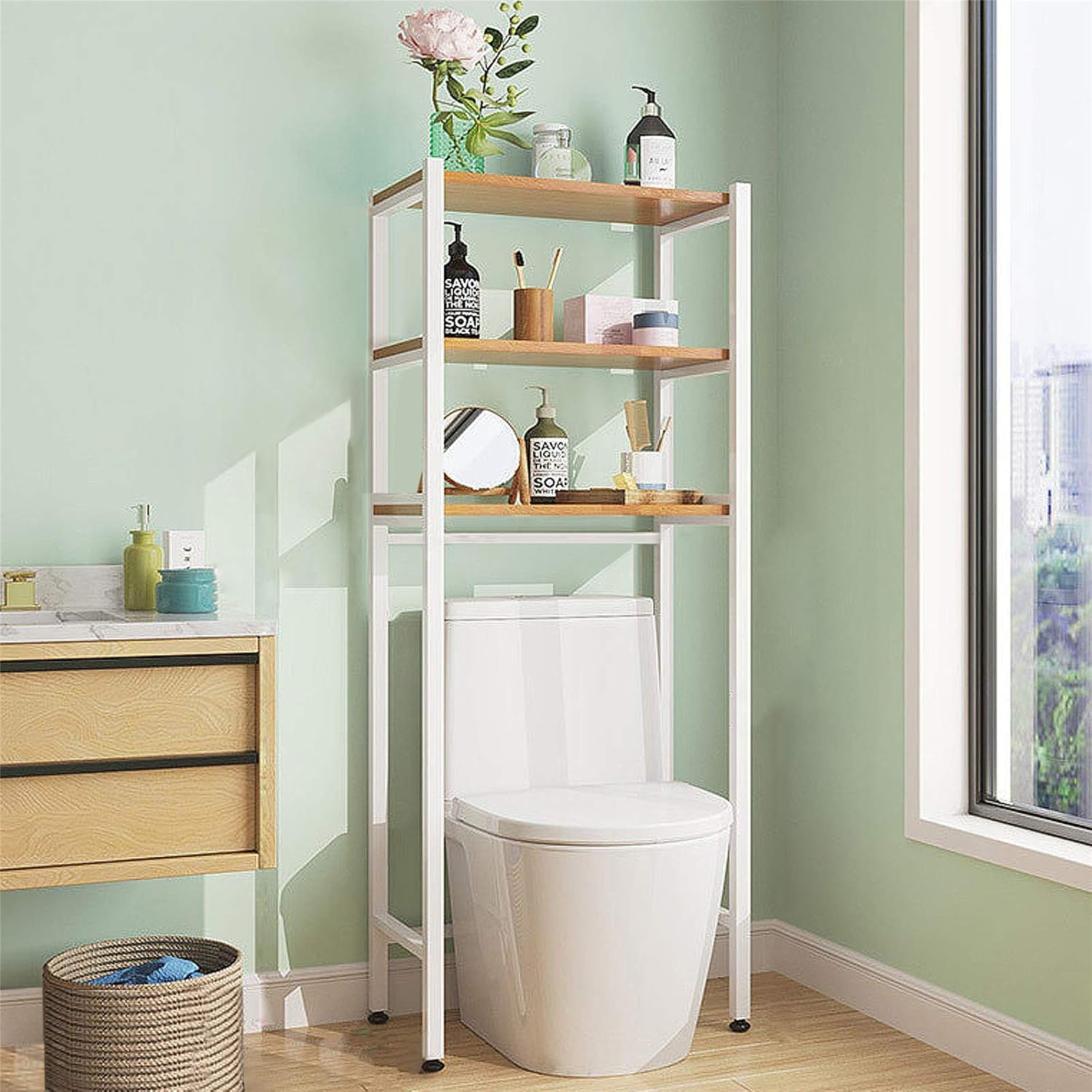 Amazon Akozlin トイレラック トイレ 棚 3段式 トイレ収納 幅50 奥行28 高さ158cm インテリア 家具 省スペース すき間収納 整理棚 収納棚 ホワイト 簡単設置 トイレ収納 オンライン通販