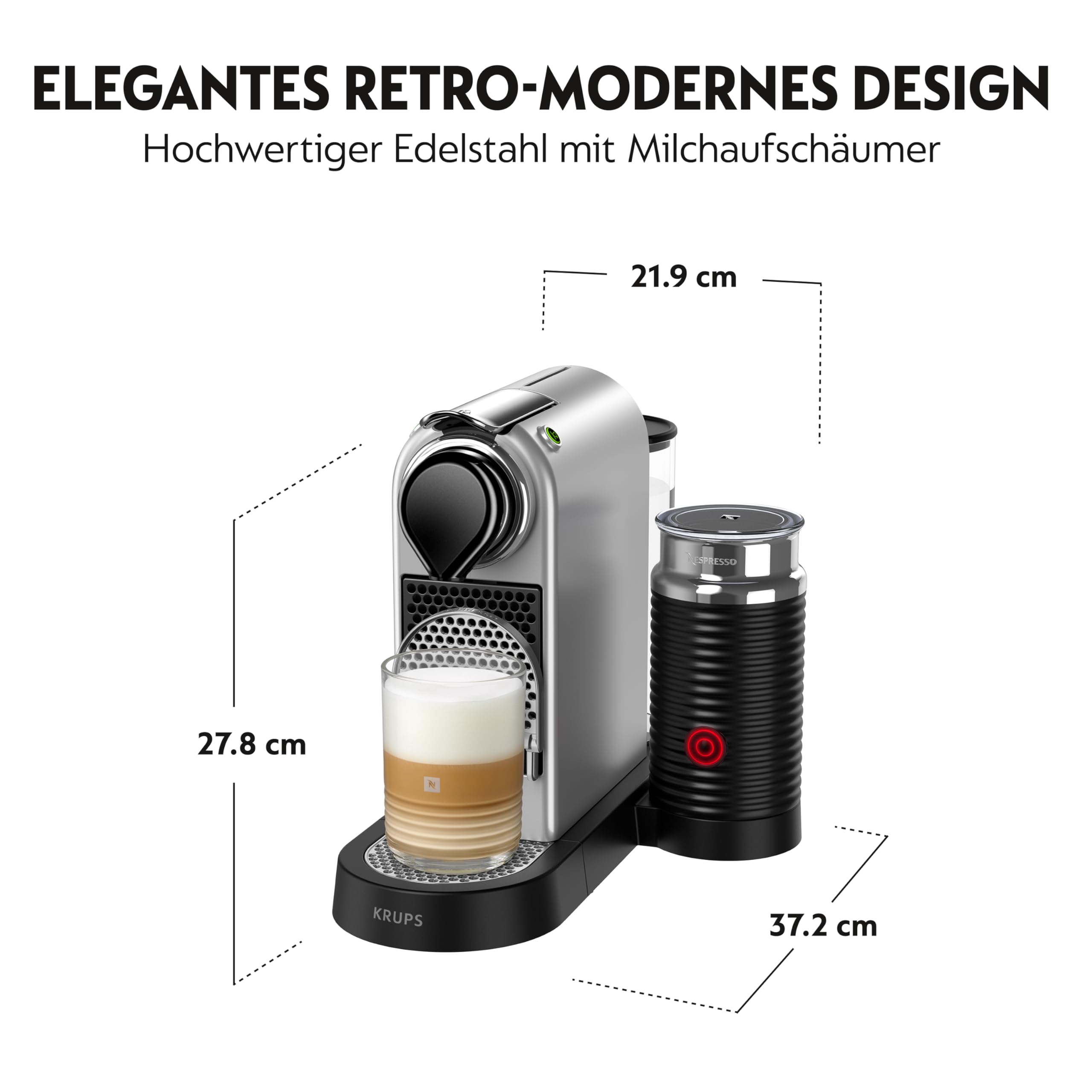 Nespresso Krups XN761B Citiz&Milk Kaffeekapselmaschine 1260W 19 Bar silber